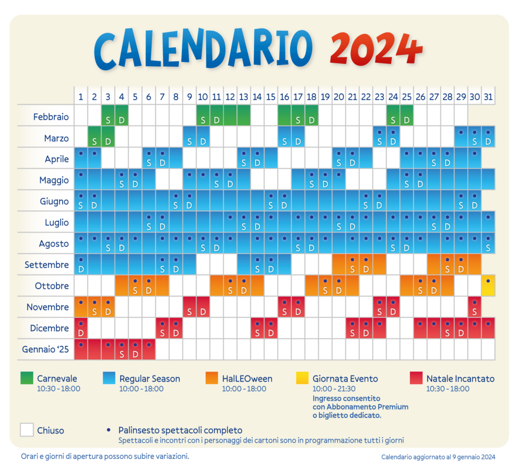 calendario e orari leolandia 2024