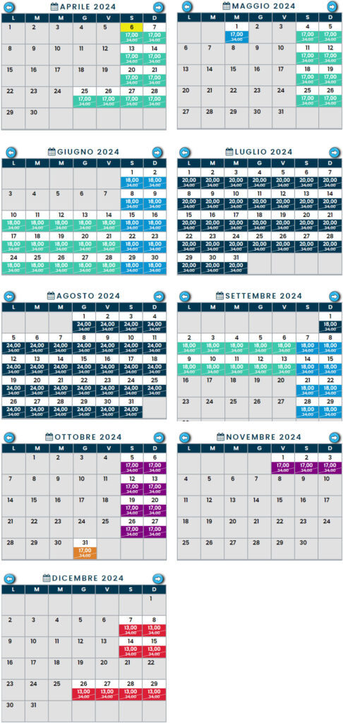 Calendario 2024 Zoomarine e orari