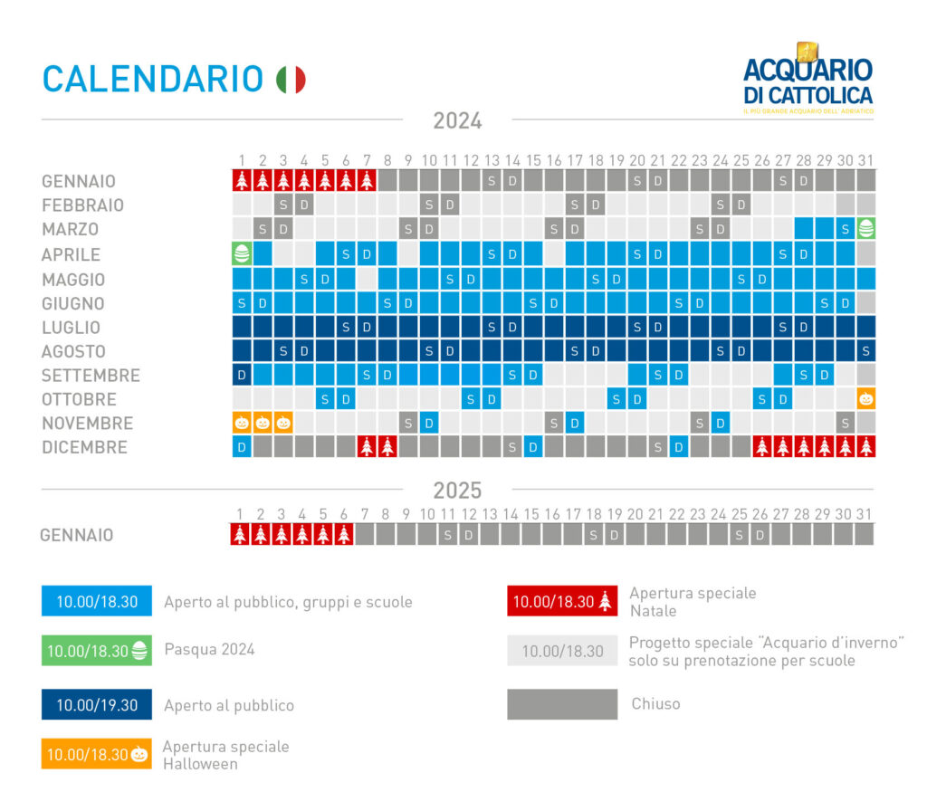 acquario cattolica calendario 2024