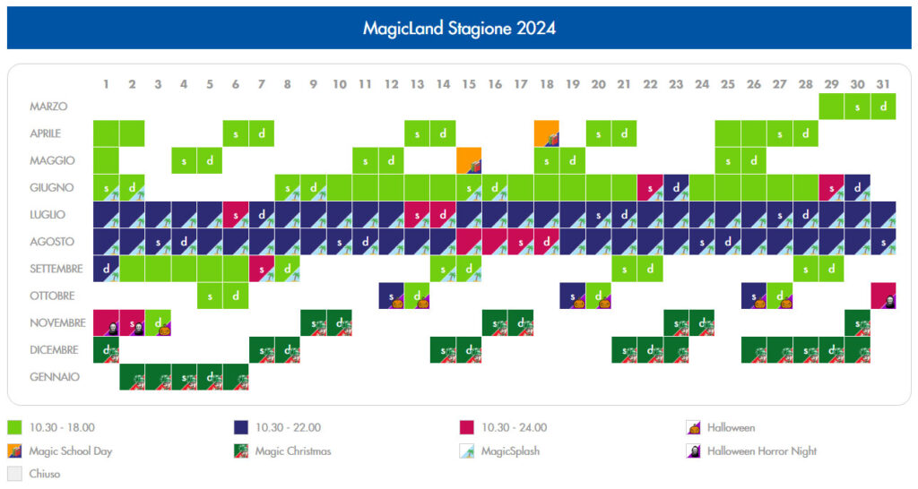 calendario magicland 2024