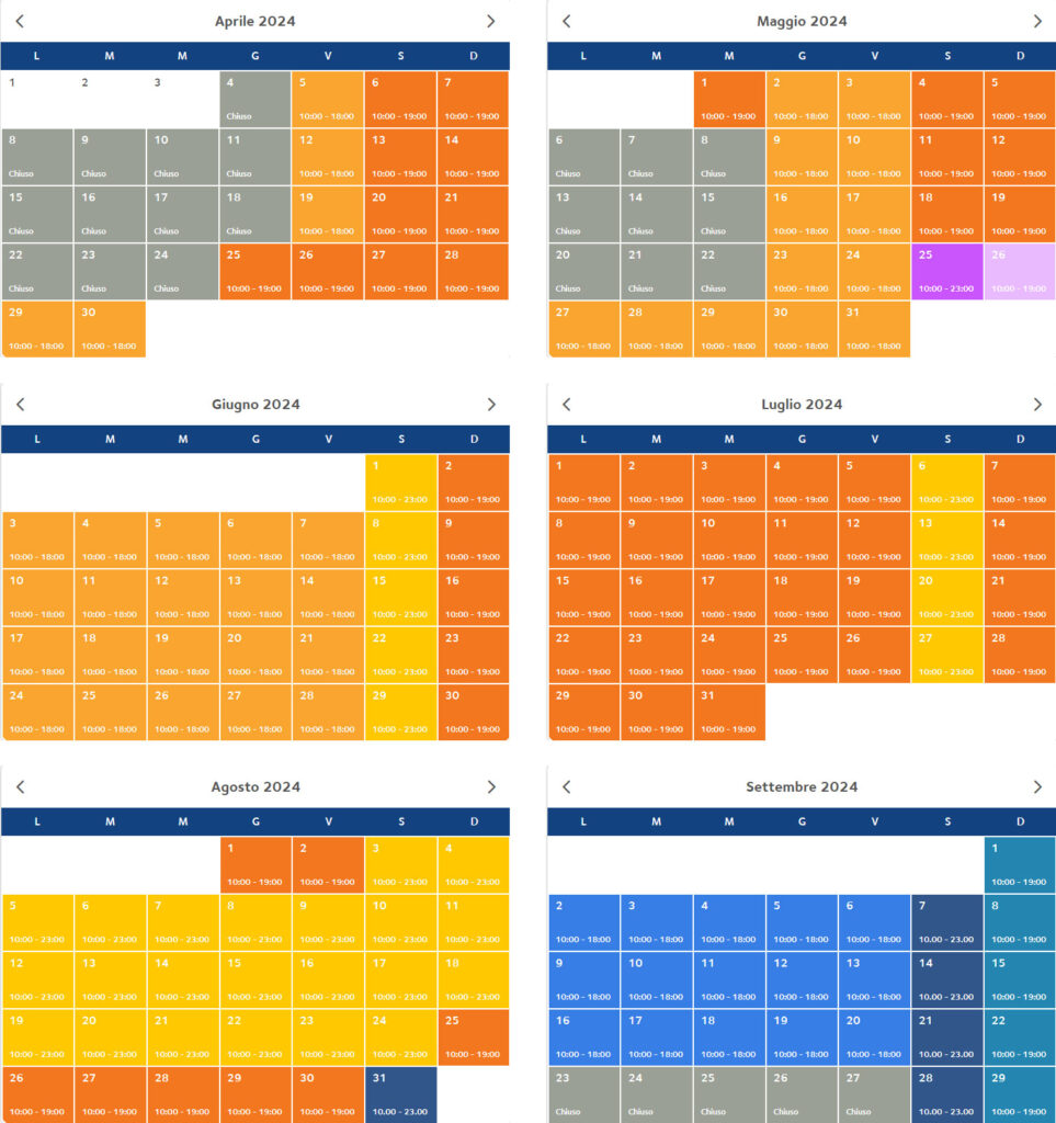 orari e calendario aperture movieland 2024