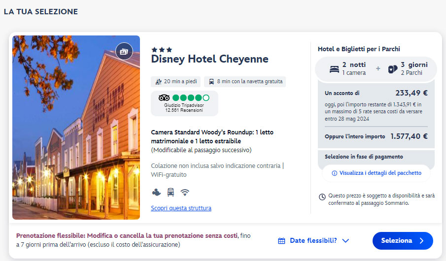 prenotazione hotel cheyenne disneyland paris